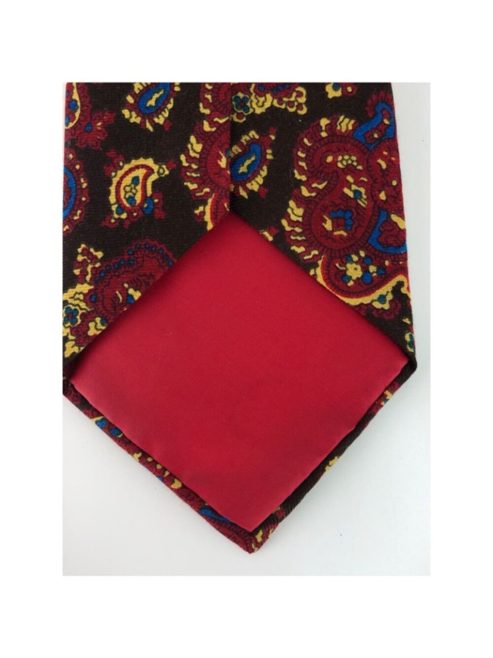 Stanicci 100% Textured Polyester Mens Multicolor Paisley Tie Necktie Red Blue - Picture 4 of 6